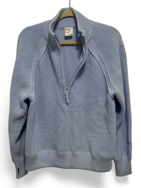 Aerie Offline Light Blue Half-Zip Waffle Knit Oversized Sweater